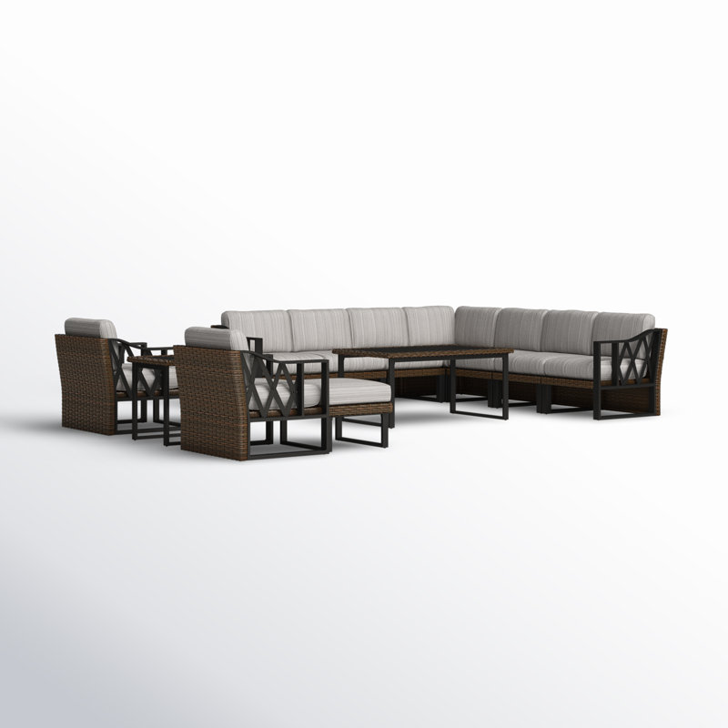 13 piece rattan sectional seating group with cushions hot sale